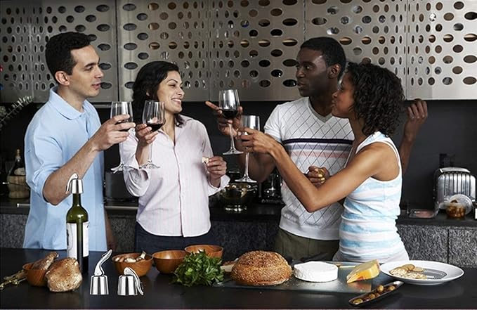 Wine Stoppers(2 PACK Bright)，Wine Bottle Stoppers Stainless Steel，Reusable Wine Saver，Wine Sealer Keeps Wine Fresh，Wine Bottle Plug With Silicone，Superior Leak-Proof，Best Gift