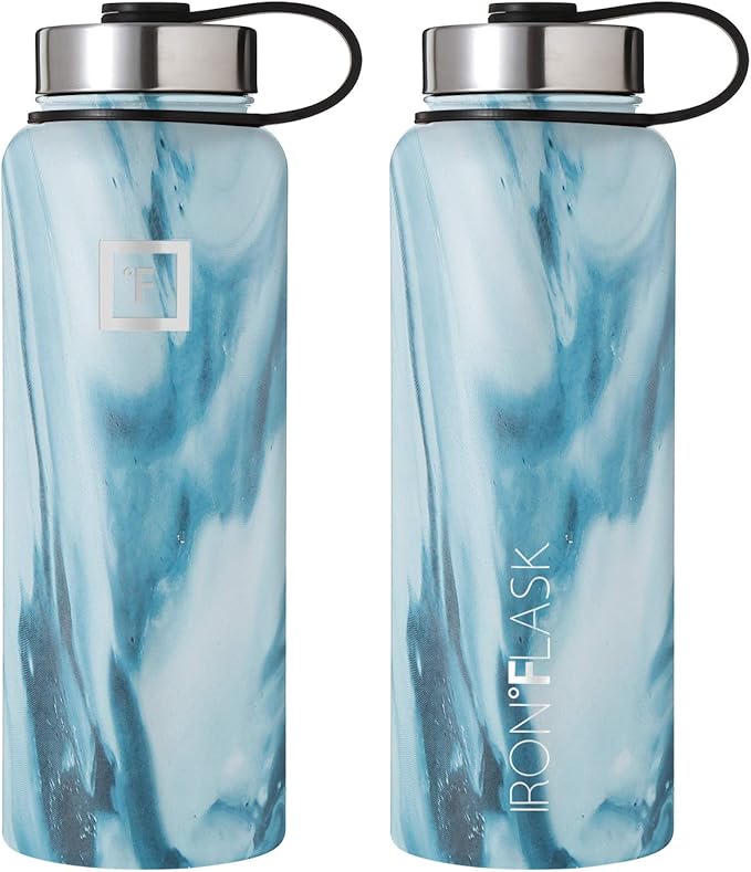 IRON °FLASK Sports Water Bottle - 40 Oz 3 Lids (Straw Lid), Leak Proof - Stainless Steel Gym & Sport Bottles for Men, Women & Kids - Double Walled, Insulated Thermos, Metal Canteen