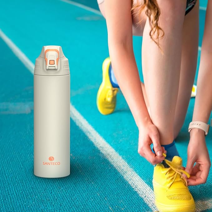 Insulated Sports Water Bottle, Stainless Steel Water Bottles with Locking Flip Top Lid, Insulated Bottle with Double-Wall Vacuum Insulation for Fitness and Outdoor Enthusiasts