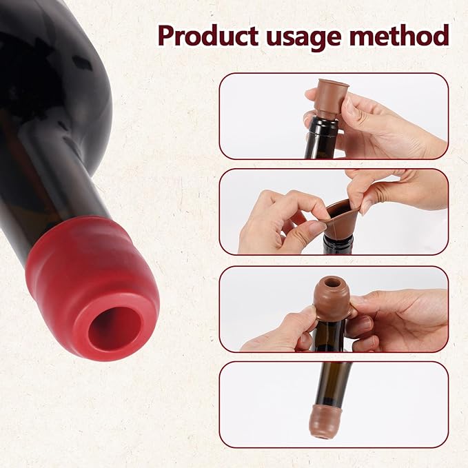 8pcs Double Sealed Silicone Wine Stopper, Reusable Sparkling Wine Bottle Stopper Wine Cork, Wine Stopper for Keep Wine Fresh