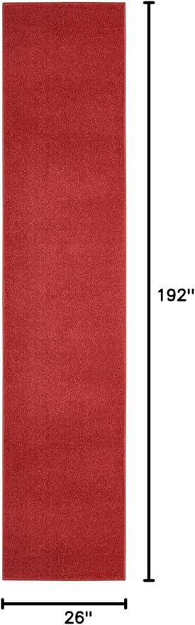 Nourison Essentials Solid Indoor/Outdoor Brick Red 2'2" x 16 Area Rug, Easy Cleaning, Non Shedding, Bed Room, Living Room, Dining Room, Deck, Patio, Backyard (2x16)
