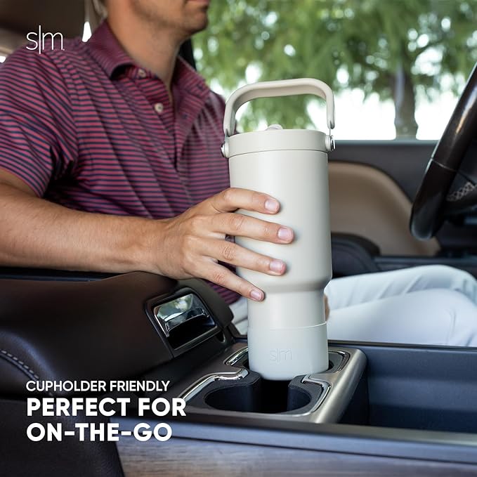 Simple Modern Trek Pivot | 30oz Flip Straw Tumbler with Handle | Water Bottle & Boot | Interchangeable Straw & Chug Lids | Insulated Stainless Steel Jug | Gym Sports Outdoors | Winter White