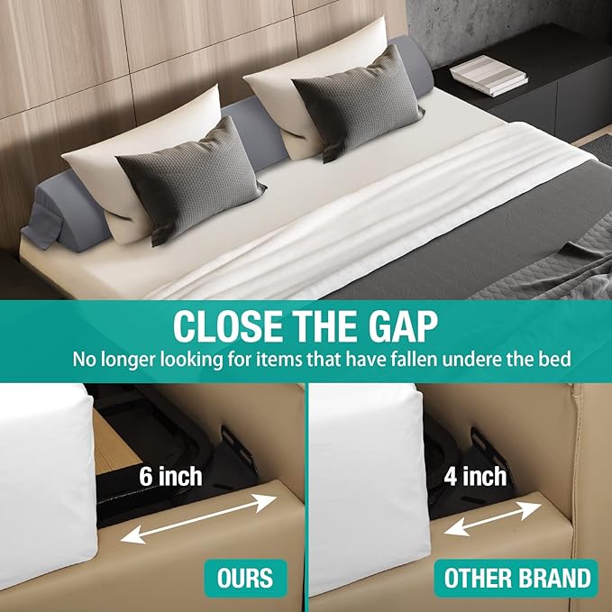 Vekkia Full Wedge Pillow Headboard/Bed Wedge Pillow for Headboard/Bed Gap Filler/Headboard Pillow,Pillow Wedge for Headboard Gap(0-6"),Stop Loosing Your Pillows,Phone(Gray 54"x10"x6")