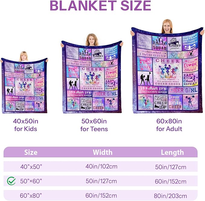 Cheerleader Gifts Blanket, Cheerleading Gifts for Girls, Cheer Coach Gift, Cheer Gifts for Cheerleaders, Cheer Blankets for Girls, Cheerleading Gift Ideas 50"x60"