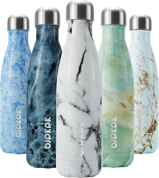 BJPKPK Insulated Water Bottles -17oz/500ml -Stainless Steel Water Bottles,Sports Water Bottles Keep Cold for 24 Hours and Hot for 12 Hours,BPA Free Water Bottle,Marble Frozen