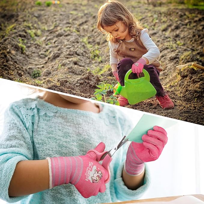 Schwer 2 Pairs MINI-KIDDO Kids Gardening Gloves MN1917, ANSI A6 Cut Resistant Kids Work Gloves, Kids Fishing Gloves, Food Grade Kids Gloves for Gardening, Wood Carving, Kitchen (XXS, 3–5 Years)