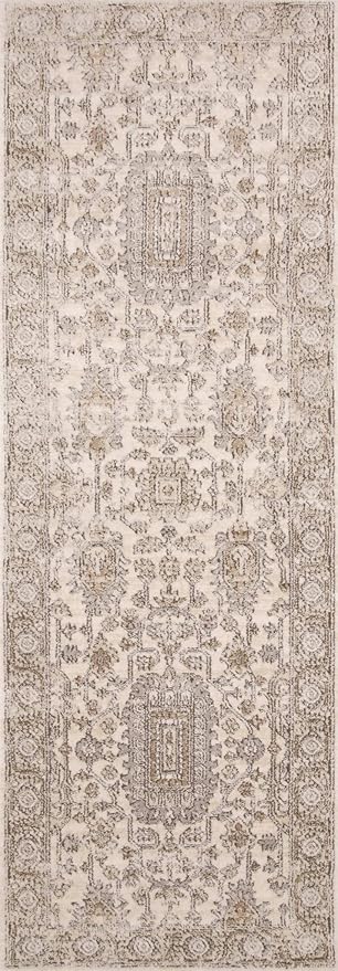 Loloi II Teagan Collection TEA-03 Ivory/Sand 2'-8" x 10'-6", .25" Thick, Runner Rug, Soft, Durable, Neutral, Woven, Low Pile, Non-Shedding, Easy Clean, Living Room Rug