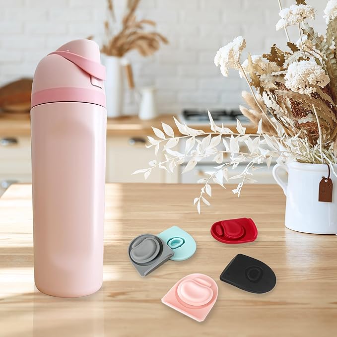 5PCS Replacement Stopper Compatible with Owala FreeSip 19/24/32/40oz, Silicone Anti-Spill Water Bottle Top Lid Replacement Parts, BPA-Free Seal Bottle Cap Mouth Stopper Gasket (Grey)