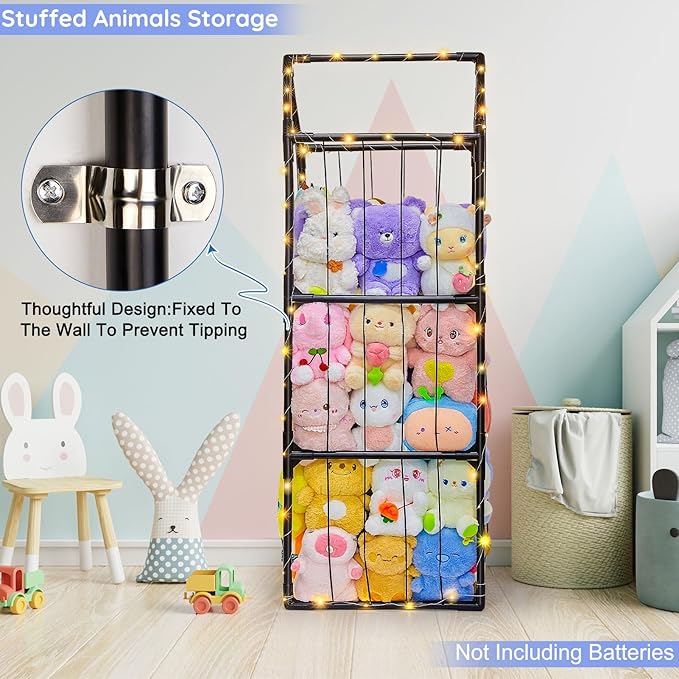Stuffed Animals Storage Zoo Plushies Toy Storage Organizer Unicorn Castle PVC Stuffed Animals Holder Kids Toy Storage Playroom Nursery Storage Shelf