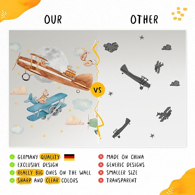 Large Safari Animal Wall Decals for Kids by Lipastick - 70 pcs Jungle Animal Wall Stickers - Creative Wall Decal for Children's Room Bedroom Nursery - Giraffe Elephant Hippo Palm Tree Parrot M Size