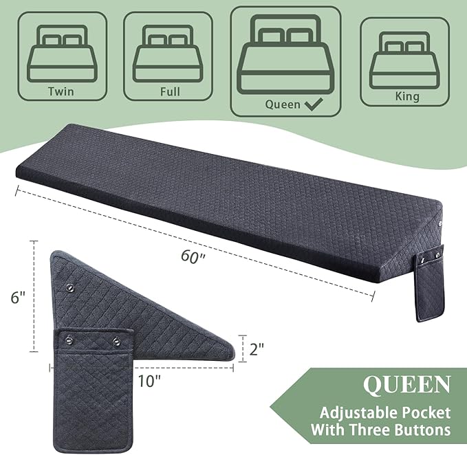 Full Size Bed Wedge Pillow - for Headboard Gap/Headboard Pillow/Mattress Wedge /Bed Gap Filler (54"x10"x6") - Bloster Triangle Pillow for Sleeping To Fill Gap (0-8") Between Headboard and Mattress