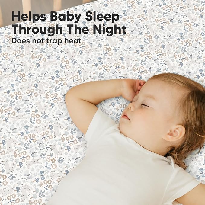 Pack and Play Sheets Fitted, 2-Pack Mini Crib Sheets - Pack N Play Sheets, Organic Fitted Crib Sheet for Pack and Play Mattress, Playard Baby Crib Sheets,Crib Sheets Neutral for Boys,Girls (Prairie)