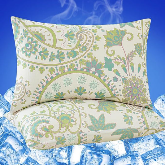 Cooling Pillow Cases for Hot Sleepers - Double Side Arc-Chill Q-Max>0.5 Cooling Fiber Cool Pillow Cases 2 Pack - Breathable Soft Cold Pillow Cases with Hidden Zipper (20" x 36")