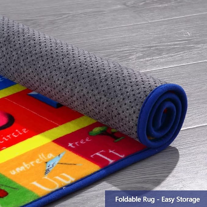 3x5 Rug Baby Play Mat Kids Educational Rug, ABC Alphabet Numbers and Animals Learning Mat for Playroom Classroom, Soft Game Play Area Rug Carpet for Toddler Boys Girls Childern Nursery Room
