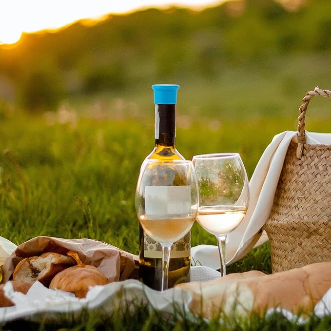 6 Pcs Wine Stoppers Reusable Silicone Glass Bottle Covers Champagne Saver Corks Leak Proof Sealing Bear Lids Tight Seal Unbreakable Wine Cap for Keep Beverage Fresh Sealed