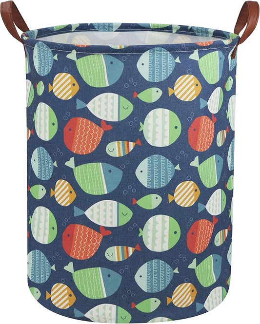 Fish Laundry Hamper,Kids Laundry Basket Collapsible Boys and Girls Storage Baskets for Home Decor,Office,Toy Organizer,(Fish)