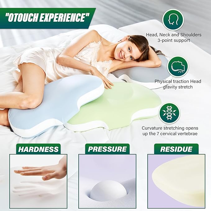 Cervical Pillow for Neck Pain Relief, Ergonomic Hollow Design, Odorless Memory Foam Pillow for Sleeping, Orthopedic Contour Neck Support Pillows for Side, Back, and Stomach Sleepers, [Purple]