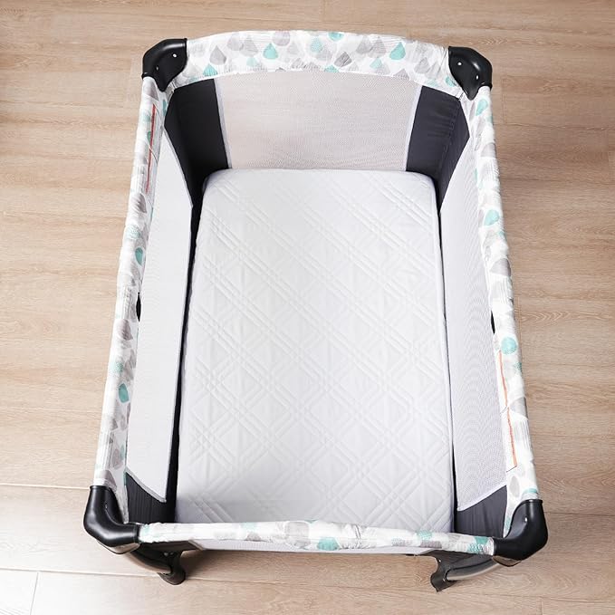 Waterproof Mini Crib Mattress Protector 2 Pack, Ultra Soft Breathable Mini Crib Mattress Pad Cover for Boys Girls Neutral, Fit Pack N Play, Playard and Mini Crib Mattresses, White & Grey