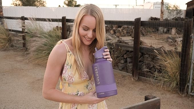 COLDEST Sports Water Bottle - 64 oz (Straw Lid), Leak Proof, Vacuum Insulated Stainless Steel, Hot Cold, Double Walled, Thermo Mug, Metal Canteen (64 oz, Sailor Blue)