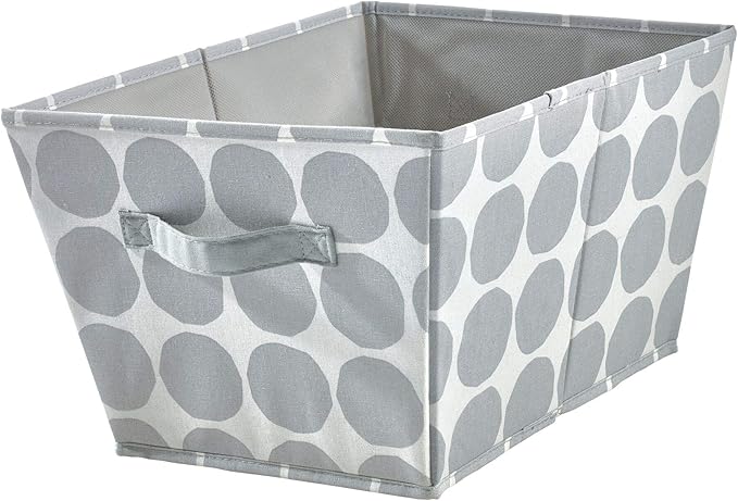 iDesign Dot Fabric Storage Bin, Angled Medium Basket Container with Dual Side Handles for Closet, Bedroom, Toys, Nursery - Gray
