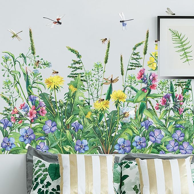 Green Plant Wall Stickers, Tropical Rainforest Monstera Leaf Decal Natural Palm Leaves Nordic Green Leaf Plants Banana Leaf Bird Wall Mural Bedroom Living Room Office Decoration Wallpaper… (plant2)