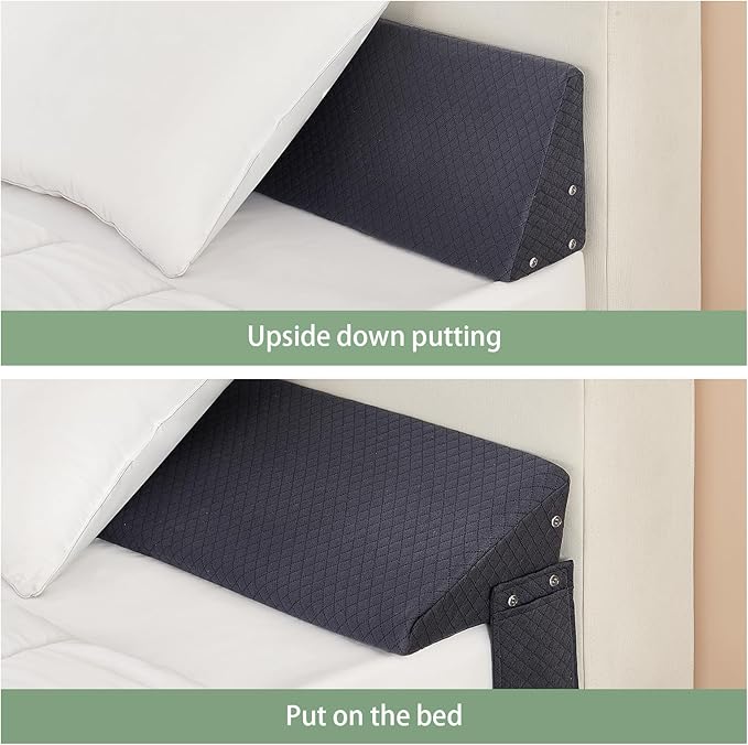 Full Size Bed Wedge Pillow - for Headboard Gap/Headboard Pillow/Mattress Wedge /Bed Gap Filler (54"x10"x6") - Bloster Triangle Pillow for Sleeping To Fill Gap (0-8") Between Headboard and Mattress