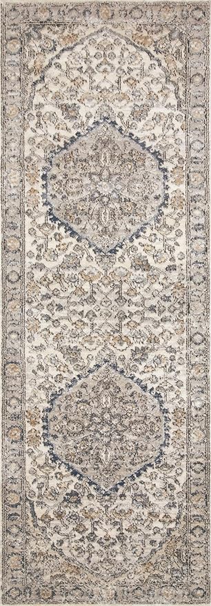 Loloi Teagan Collection 5'-3" x 7'-6" Area Rug in Natural/Lt. Grey - Large, Soft Neutral Rug, High-Traffic for Living Room, Bedroom, Home Office, Dining Area