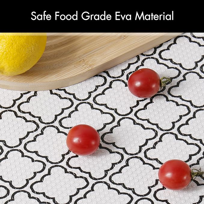 Cooyes Shelf Liner – Non-Slip Shelf Liners for Kitchen Cabinets – Waterproof Shelf Paper with Modern Pattern – Durable EVA Cabinet Liners