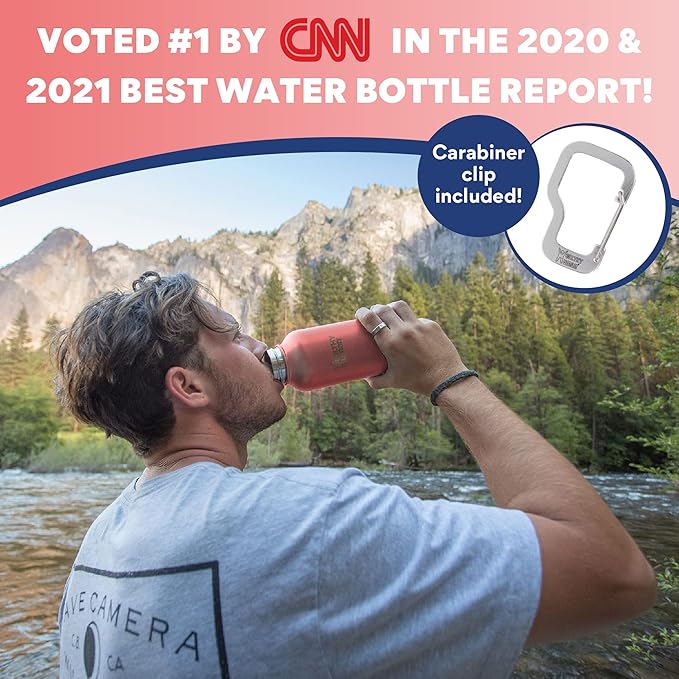 Healthy Human Stainless Steel Water Bottle | Double Walled Vacuum Insulated Water Thermos for Adults | Eco-Friendly Travel Bottles with Leak Proof Lid (Rose, 21 oz/ 621 ML)