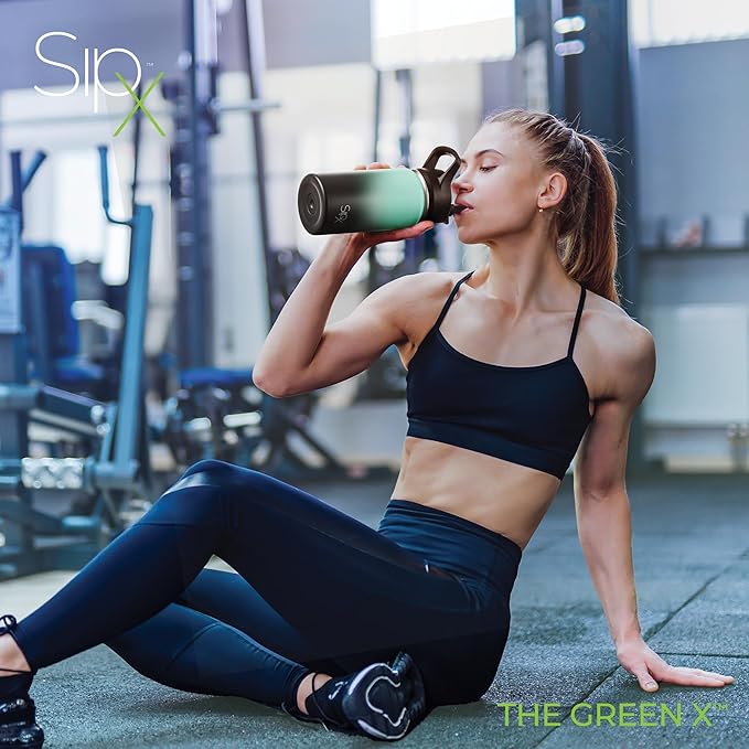 SipX™ Triple-Insulated Stainless Steel Water Bottle 18oz. With 3 Lids, BPA-Free Reusable Insulated Water Bottle Keeps Cold 24 Hours, Metal Water Bottle Made Of Sustainable Material For Hiking & Biking