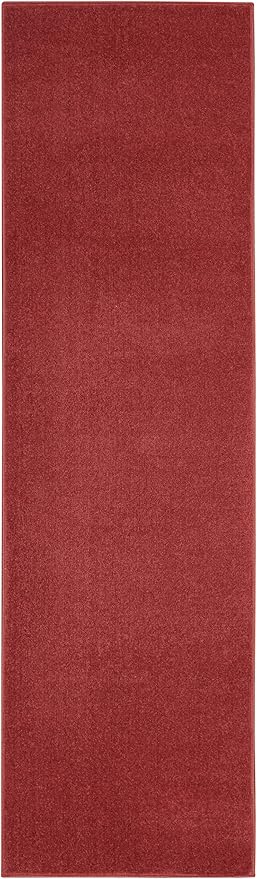 Nourison Essentials Indoor/Outdoor Brick Red 2'2'' x 10' Area-Rug, Easy-Cleaning, Non Shedding, Bed Room, Living Room, Dining Room, Backyard, Deck, Patio (2x10)