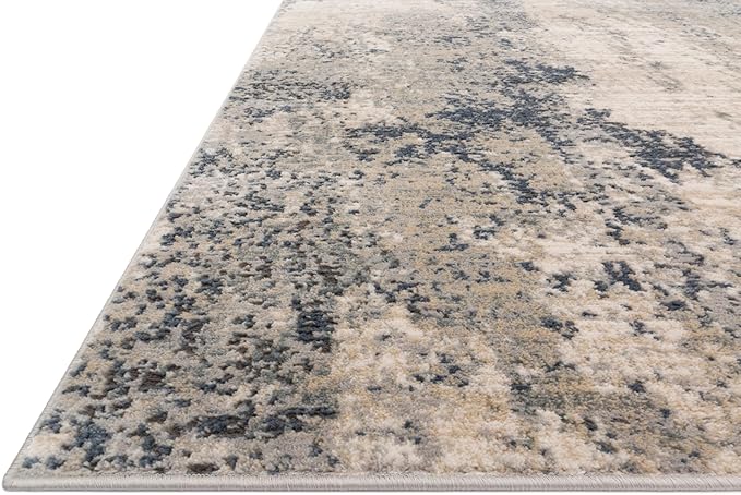 Loloi II Teagan Collection TEA-07 Natural/Denim 3'-4" x 5'-7", .25" Thick, Accent Rug, Soft, Durable, Neutral, Woven, Low Pile, Non-Shedding, Easy Clean, Living Room Rug