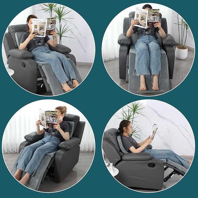 HOMBYS 3-in-1 Recliner Seat Cushion with Lumbar Support Pillow & Footrest, Multi-Functional Adjustable Height 2" to 6" for You to Choose, Non-Slip Memory Foam Chair Cushion for Elderly, Light Grey