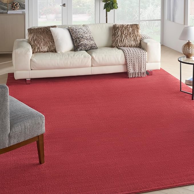 Nourison Essentials 120x168 Rectangle Contemporary Fabric Area Rug in Brick Red