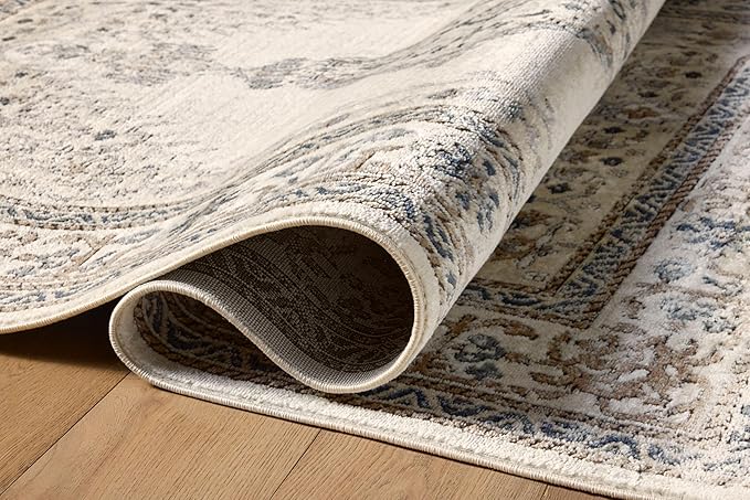 Loloi II Teagan Collection TEA-02 Oatmeal/Ivory 2'-8" x 4', .25" Thick, Accent Rug, Soft, Durable, Neutral, Woven, Low Pile, Non-Shedding, Easy Clean, Living Room Rug