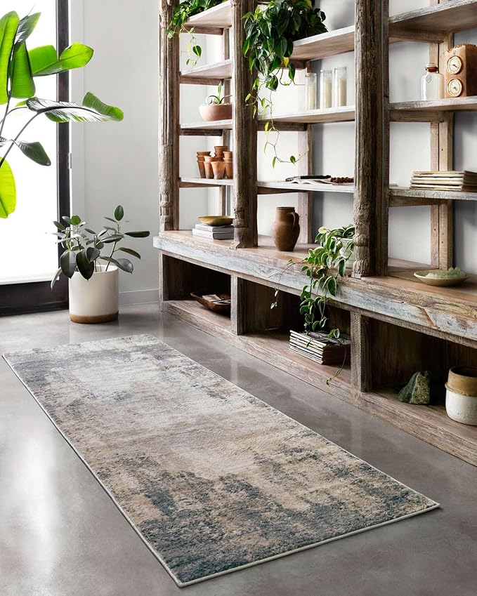 Loloi Teagan Collection 5'-3" x 7'-6" Area Rug in Ivory/Mist - Large, Soft Neutral Rug, High-Traffic for Living Room, Bedroom, Home Office, Dining Area