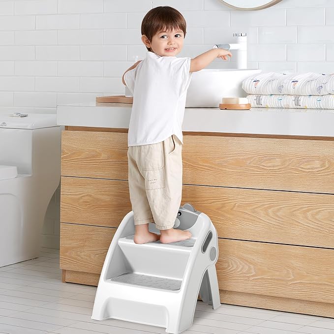 Folding Kids Step Stool for Bathroom and Potty Training,2.9lbs,Anti-Slip, Anti-Tip A-Frame Design with 10-Second Setup-Potty 2 Step Stool for Toddlers,CPC Certified for Safety and Easy Hand Washing