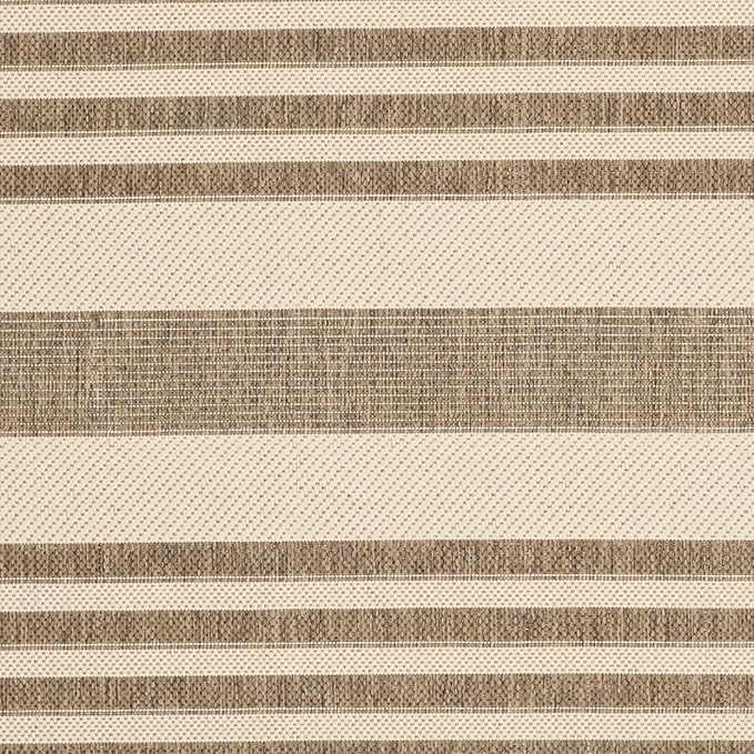 SAFAVIEH Courtyard Collection 2'3' x 18' Brown/Bone CY6062 Stripe Indoor/ Outdoor Patio Backyard Mudroom Runner Rug