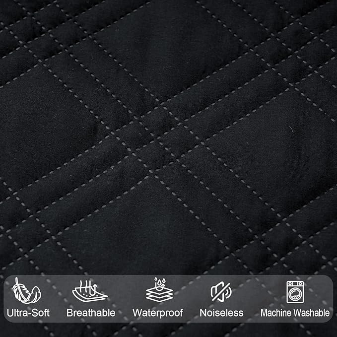 Waterproof Mini Crib Mattress Protector 2 Pack, Ultra Soft Breathable Mini Crib Mattress Pad Cover for Boys Girls Neutral, Fit Pack N Play, Playard and Mini Crib Mattresses, Black