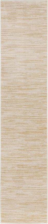 Nourison Essentials Indoor/Outdoor Ivory Gold 2'2" x 7'6 Area Rug, Easy Cleaning, Non Shedding, Bed Room, Living Room, Dining Room, Backyard, Deck, Patio (2x8)