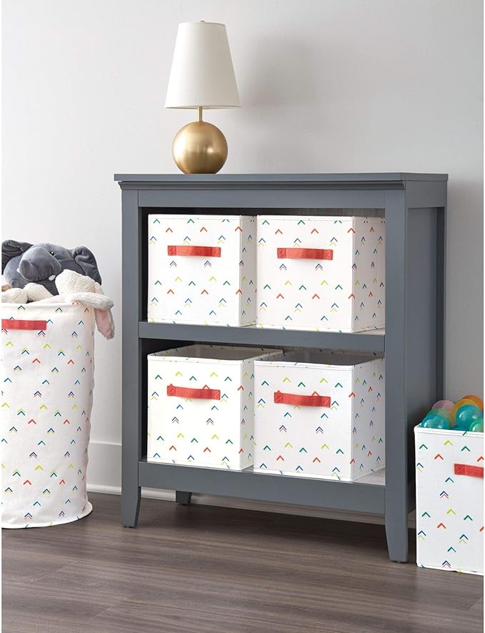 iDesign Arrow Fabric Round Storage Bin, Basket Container Mini Hamper with Dual Side Handles for Closet, Bedroom, Laundry, Clothing, Toys, Nursery - Multicolored