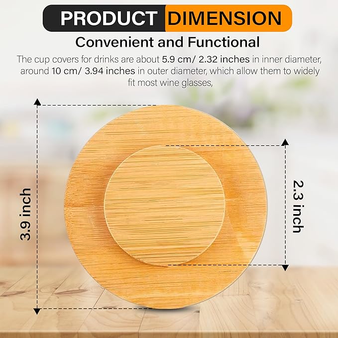 Personalized Wine Glass Charcuterie Topper - Custom Laser Engraved Initial Bamboo Wine Glass Topper Stopper Coasters Plate ID Identification Wine Glass Charcuterie Board Topper (Letter E)