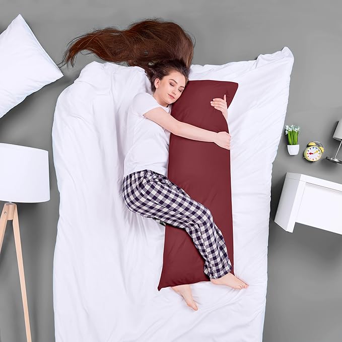 Utopia Bedding Full Body Pillow for Adults (Burgundy, 20 x 54 Inch), Long Pillow for Sleeping, Large Pillow Insert for Side Sleepers