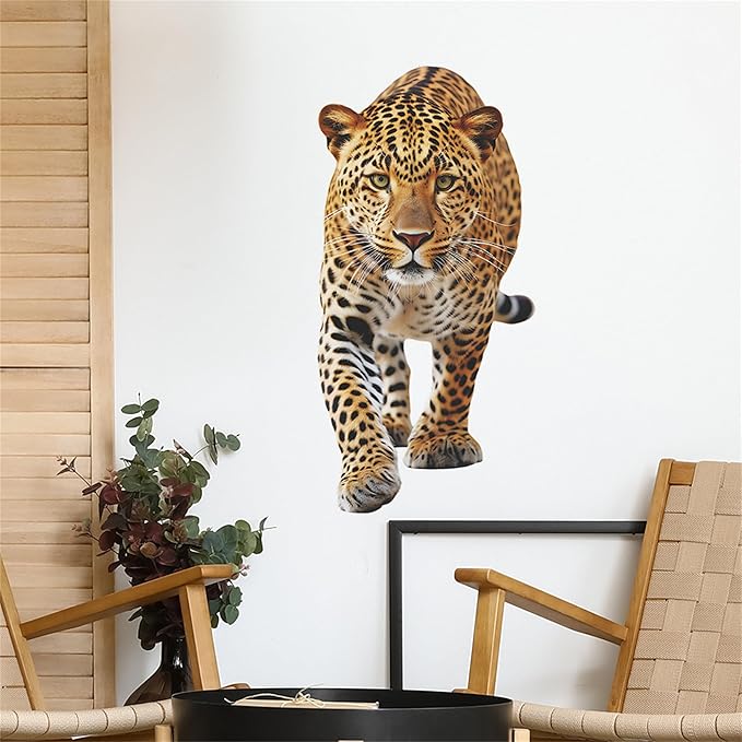 Lifelike Cheetah Wall Decal 3D Animals Wall Sticker Safari Wall Decor for Nursery Kid'sroom School Classroom Livingroom Bedroom Bathroom Decoration (Lifelike Cheetah)