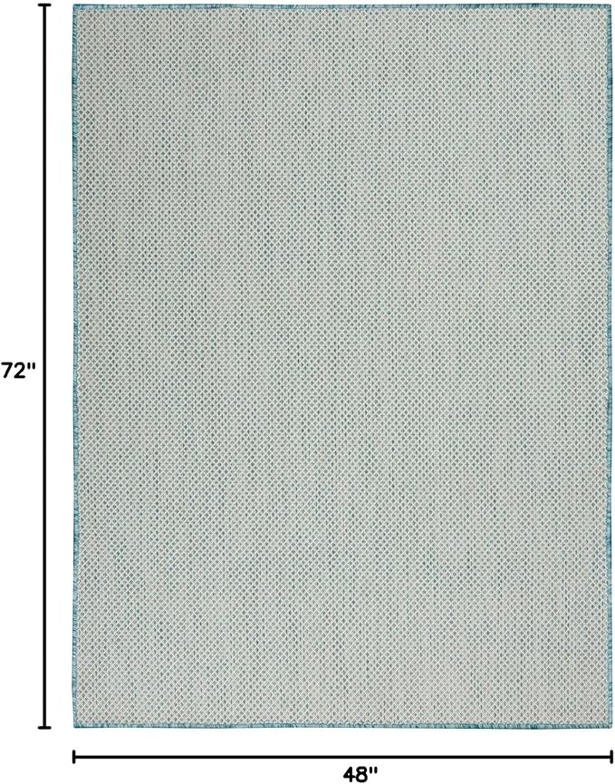 Nourison Courtyard 48" x 72" Fabric Indoor/Outdoor Rug in Ivory Aqua