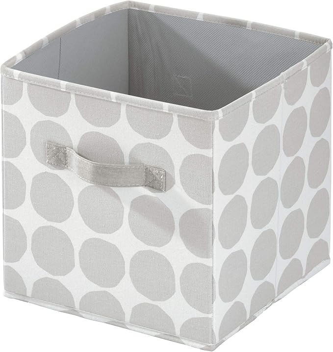 iDesign Dot Fabric Storage Cube Bin, Small Basket Container with Dual Side Handles for Closet, Bedroom, Toys, Nursery - Gray