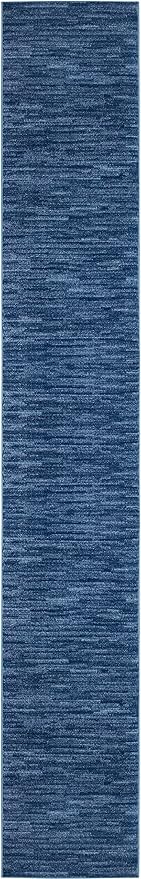 Nourison Essentials Indoor/Outdoor Navy Blue 2'2" x 20 Area Rug, Easy Cleaning, Non Shedding, Bed Room, Living Room, Dining Room, Backyard, Deck, Patio (2x20)