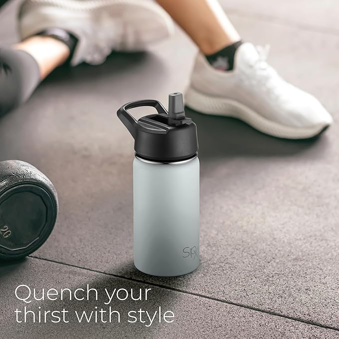 SipX™ Triple-Insulated Stainless Steel Water Bottle 18oz. With 3 Lids, BPA-Free Reusable Insulated Water Bottle Keeps Cold 24 Hours, Metal Water Bottle Made Of Sustainable Material For Hiking & Biking