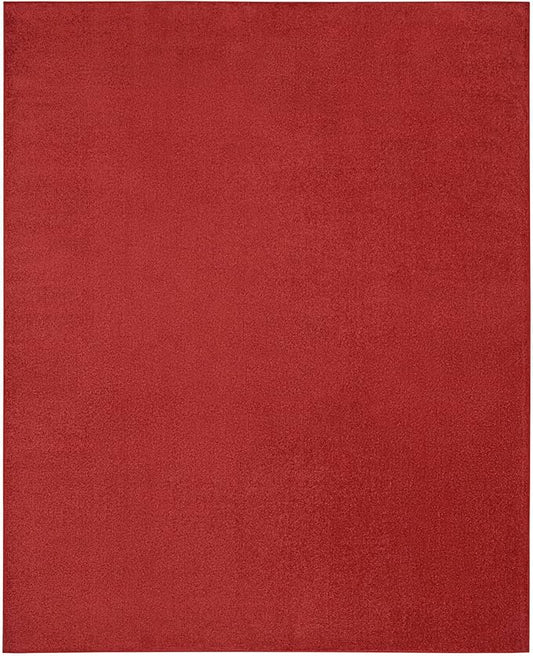 Nourison Essentials 120x168 Rectangle Contemporary Fabric Area Rug in Brick Red