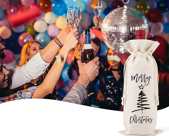 Christmas Wine Gift Bags,Pairs Well With Christmas,Christmas Wine Bags,Wine Gift Bag,Christmas Drawstring Wine Bag,Christmas Party Favors,Holiday Party Favors,1 Drawstring Gift Wine Bag,Q31